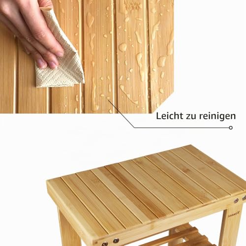 Yoassi Vintage Bambushocker Fusshocker Schemel - L x B x H 39 x 25 x 34cm Robuster Rutschfester Sitzhocker, Beistelltisch, Blumenhocker, Kinderstuhl, Tritthocker L