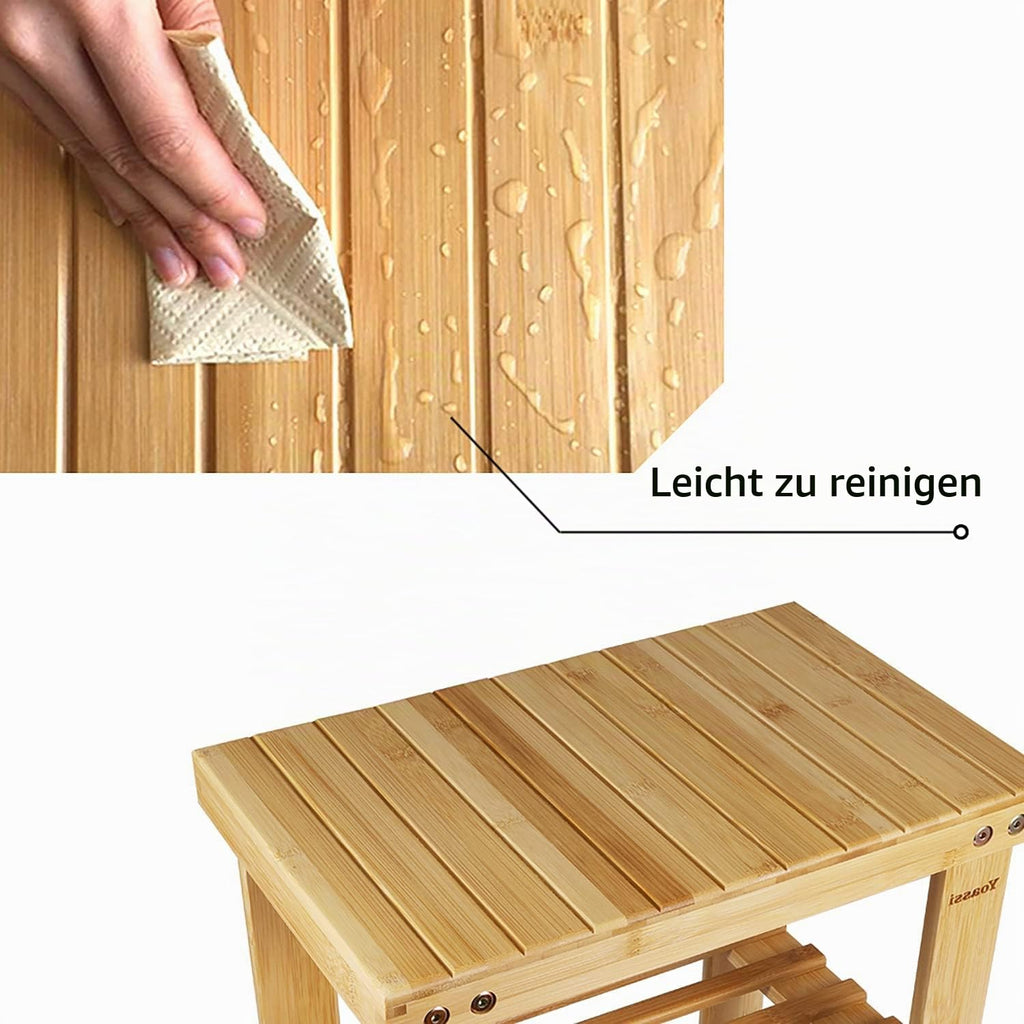 Yoassi Vintage Bambushocker Fusshocker Schemel - L x B x H 39 x 25 x 34cm Robuster Rutschfester Sitzhocker, Beistelltisch, Blumenhocker, Kinderstuhl, Tritthocker L