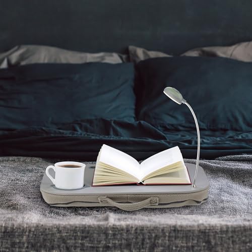 Relaxdays Laptopkissen, LED-Licht, tragbar, Flacher Lapdesk, grau