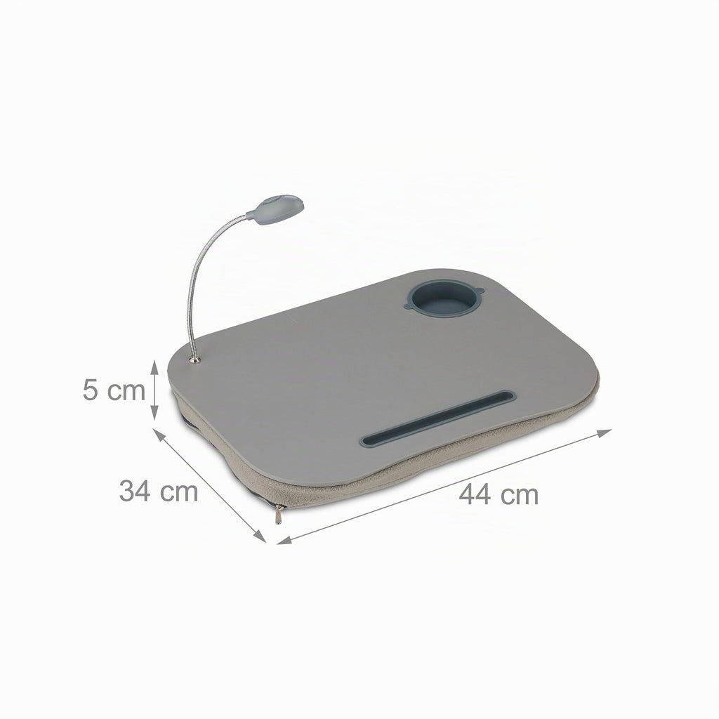 Relaxdays Laptopkissen, LED-Licht, tragbar, Flacher Lapdesk, grau