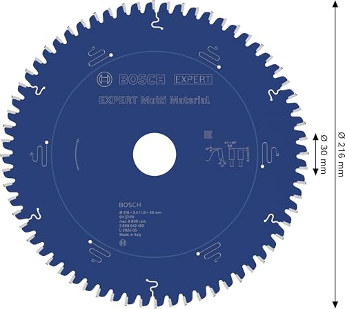 Bosch Professional Kreissägeblatt Expert for Multi Material (216 x 30 x 2,4 mm, 64 Zähne, Zubehör Kreissäge), 2608642493