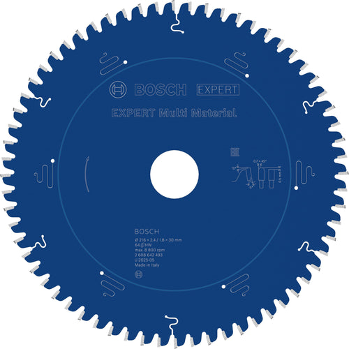 Bosch Professional Kreissägeblatt Expert for Multi Material (216 x 30 x 2,4 mm, 64 Zähne, Zubehör Kreissäge), 2608642493