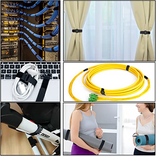 Klettband 40 Stück Klett-Kabelbinder Wiederverschließbar, 20mm Breite Klettverschluss, 4 Verschiedene Längen 150.200.250.300mm aus Schwarzem Nylon