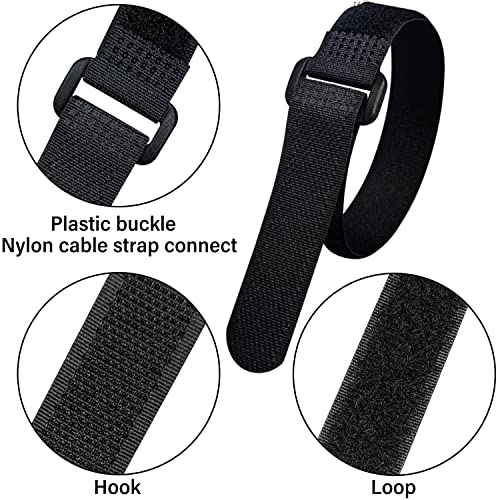 Klettband 40 Stück Klett-Kabelbinder Wiederverschließbar, 20mm Breite Klettverschluss, 4 Verschiedene Längen 150.200.250.300mm aus Schwarzem Nylon