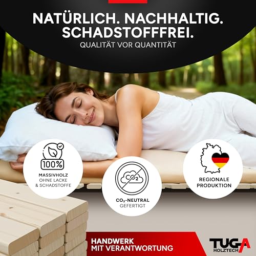 TUGA - Holztech Rollrost 90 x 190 cm 20mm 300kg Lattenrost Rolllattenrost Premium Qualitätsarbeit aus Deutschland