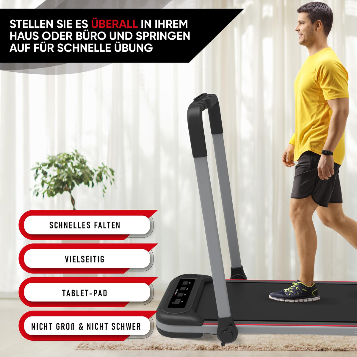 Elektrisches Laufband für den Heimgebrauch, klappbar, 1-2,5 PS, 12 voreingestellte Programme, LCD-Display, 1-10 km/h (1)