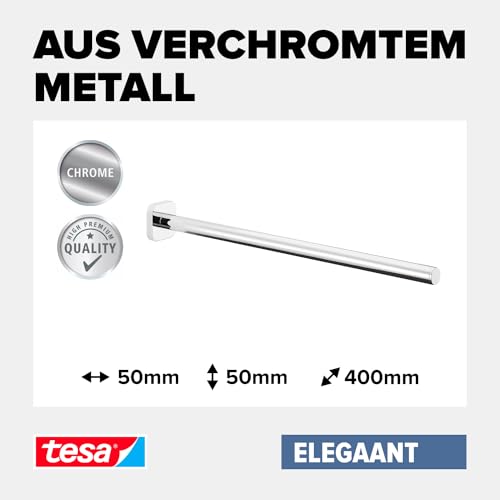 tesa ELEGAANT Bad Handtuchhalter - Verchromt - 50 mm x 50 mm x 400 mm