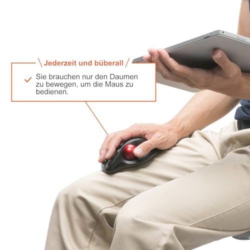 SANWA Trackball Maus mit Kabel, 4 Wege Scrollfunktion, 6 Programmierbare Tasten, Kabelgebundener Roller Ball Maus, 400-1600 DPI, Fingerauflage, Vorbeugung RSI, Kompatibel mit Winows, Mac, PC, Schwarz