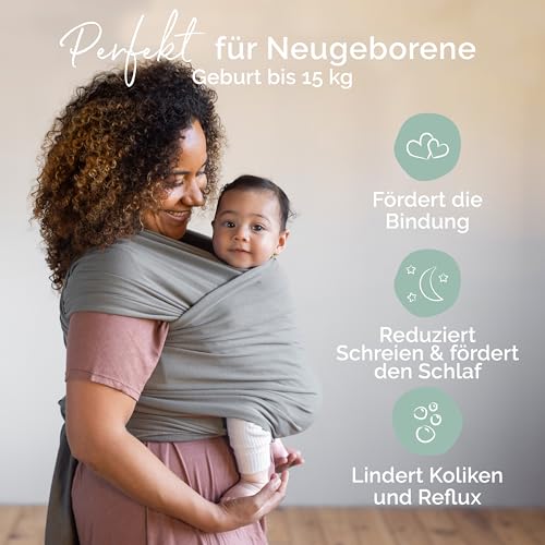 Boba Tragetuch Baby, Elastische Baumwolle, Neugeborene, Grau
