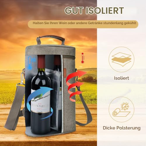 Kato Tirrinia Flaschentasche 2 Flasche Kühltasche isolierte Weintasche