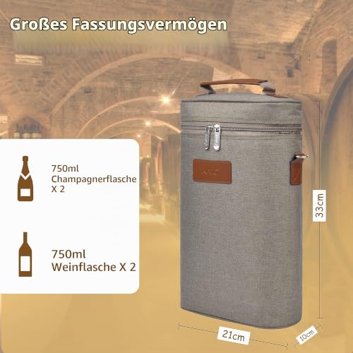 Kato Tirrinia Flaschentasche 2 Flasche Kühltasche isolierte Weintasche