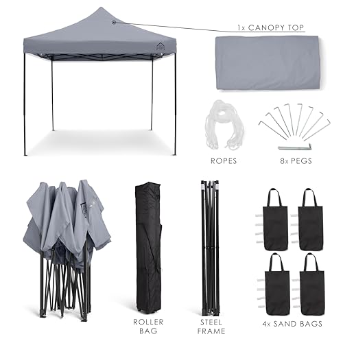 All Seasons Gazebos 3x3m vollständig wasserdichtes Faltpavillon - Metallisch Grau