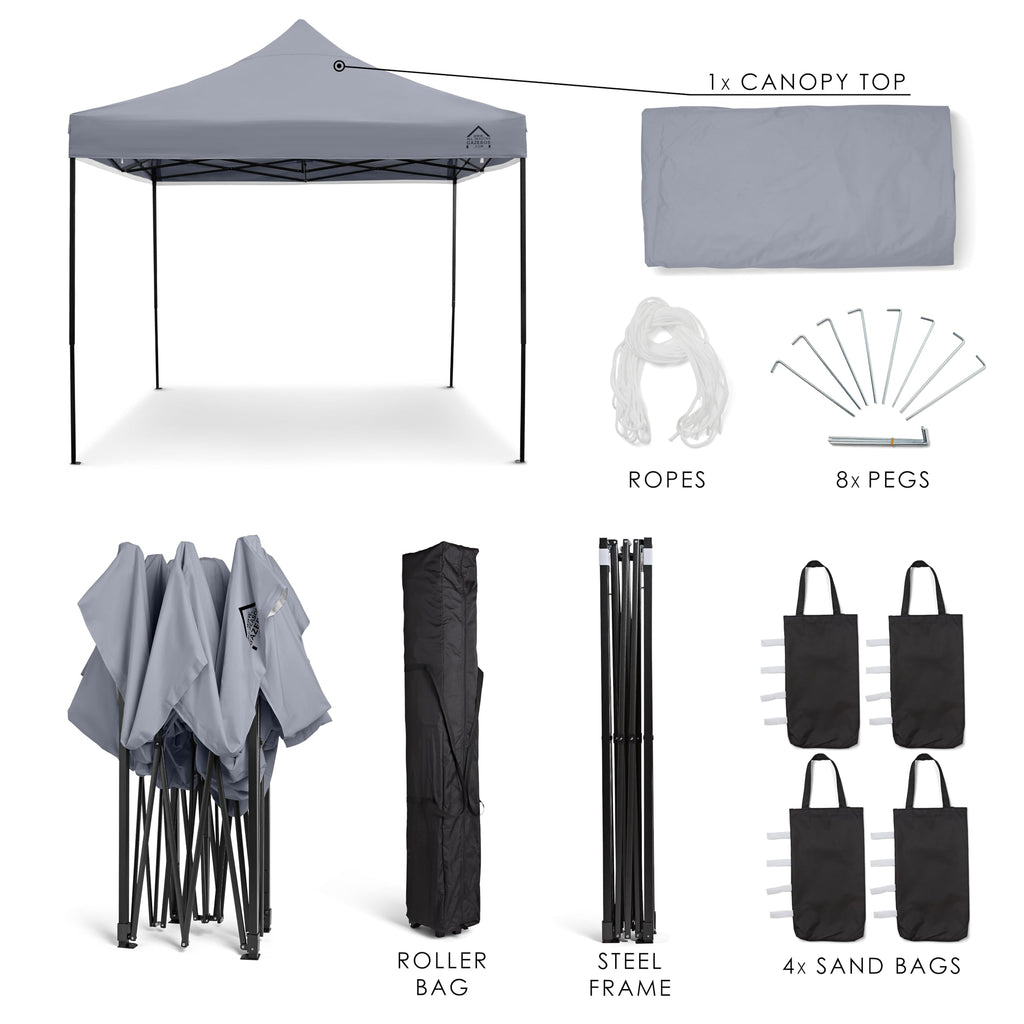 All Seasons Gazebos 3x3m vollständig wasserdichtes Faltpavillon - Metallisch Grau