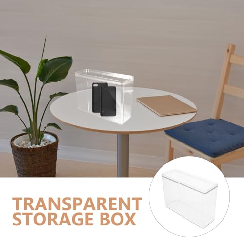 STOBAZA Organizer Schmal aus Acryl mit Feuchtigkeitsgeschütztem Großem Fassungsvermögen Transparente Aufbewahrungsbox mit Deckel für Desktop und Zuhause