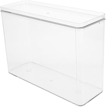 STOBAZA Organizer Schmal aus Acryl mit Feuchtigkeitsgeschütztem Großem Fassungsvermögen Transparente Aufbewahrungsbox mit Deckel für Desktop und Zuhause