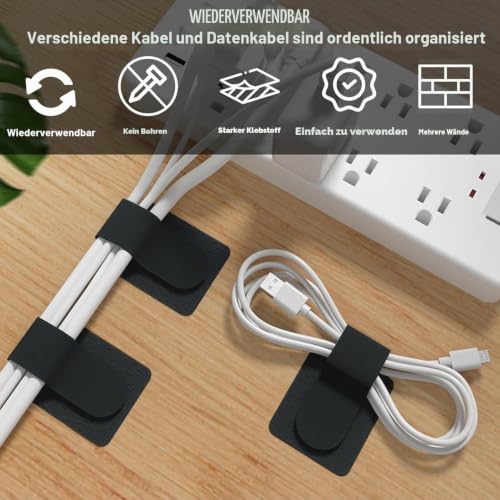 40 Stück Cable Management Schreibtisch, Kabel Organizer Unter Dem Schreibtisch, wiederverwendbare Nylon Kabelmanagement für Schreibtisch, Kabelhalter Selbstklebend Nachttisch, Ladekabeln