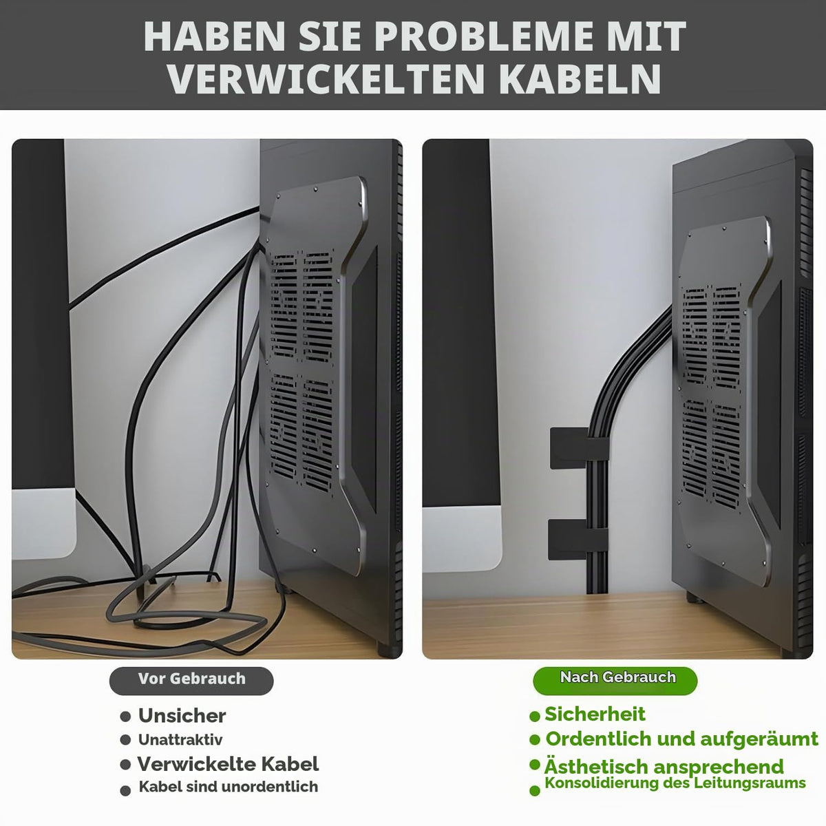 40 Stück Cable Management Schreibtisch, Kabel Organizer Unter Dem Schreibtisch, wiederverwendbare Nylon Kabelmanagement für Schreibtisch, Kabelhalter Selbstklebend Nachttisch, Ladekabeln