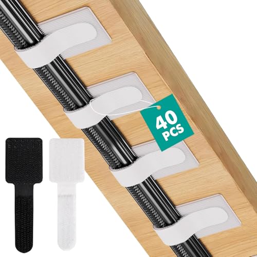 40 Stück Cable Management Schreibtisch, Kabel Organizer Unter Dem Schreibtisch, wiederverwendbare Nylon Kabelmanagement für Schreibtisch, Kabelhalter Selbstklebend Nachttisch, Ladekabeln