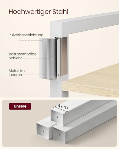 VASAGLE Regal, Bücherregal, Standregal, DVD-Regal, mit 6 Ebenen, Büroregal, offene Ablagen, für Büro, Wohnzimmer, Schlafzimmer, Küche, 30 x 64 x 185,5 cm, naturbeige-mattweiß LLS062LL01