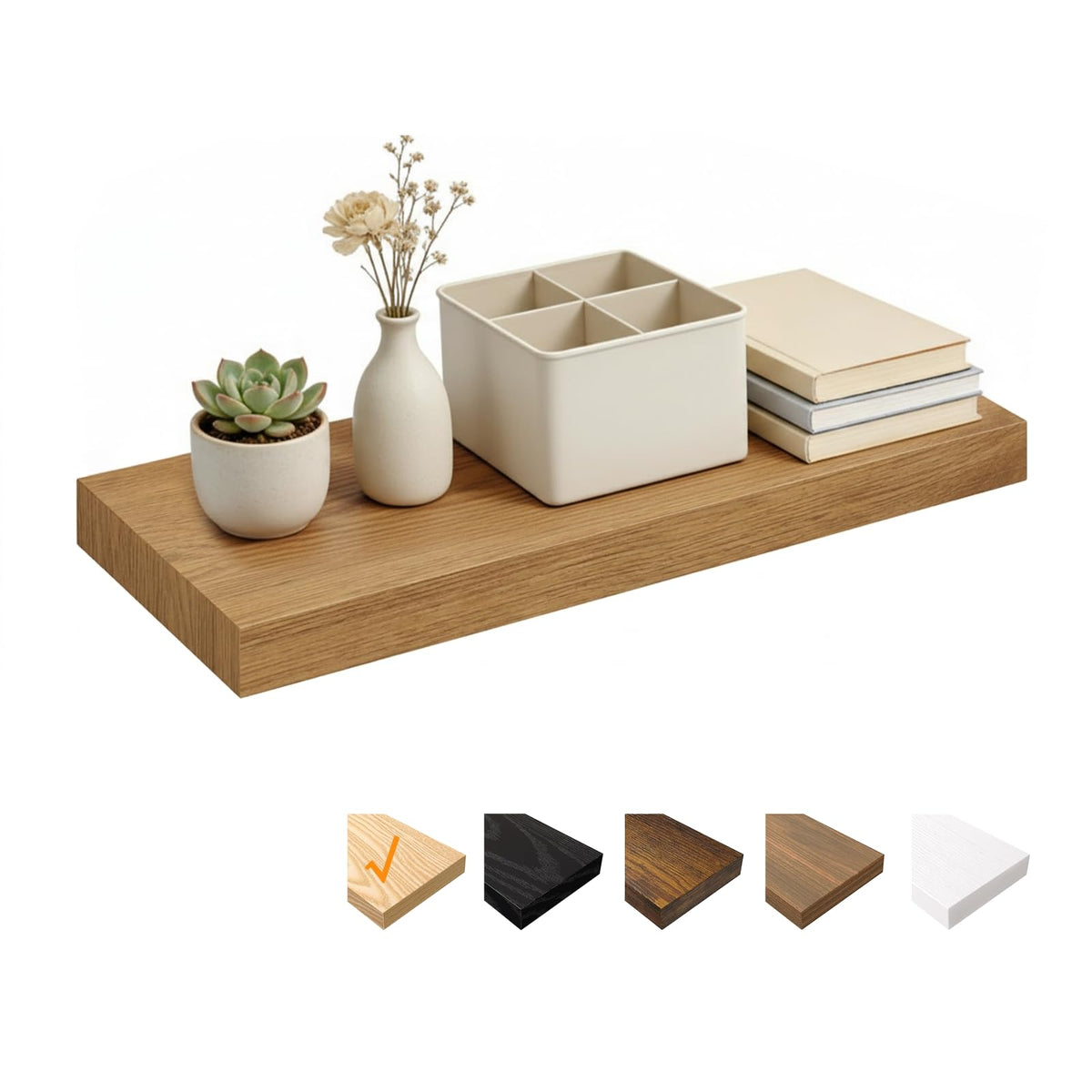 RICHER HOUSE Eiche Wandregale, 60 x 23,5 x 3,8cm Wandboard MDF Holz 1er-Set
