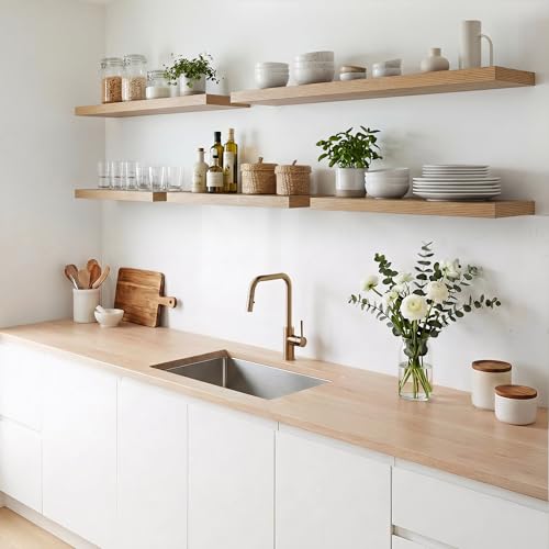 RICHER HOUSE Eiche Wandregale, 60 x 23,5 x 3,8cm Wandboard MDF Holz 1er-Set