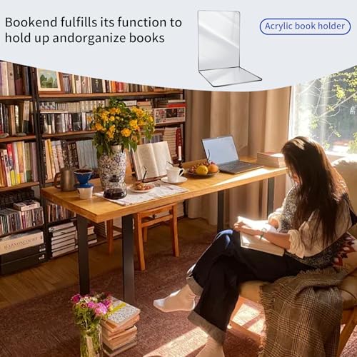 8 Stück Transparenten Acryl-Buchstütze, 32 Stück Anti-Rutsch-Pad-Buchstützen-Set, 3mm verdickt Stück Klarer Buchständer kann für Buchhalter, bücherstütze, Büro-Bücherregale, Bibliotheks-Buchständer