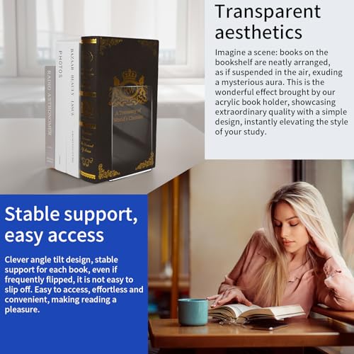 8 Stück Transparenten Acryl-Buchstütze, 32 Stück Anti-Rutsch-Pad-Buchstützen-Set, 3mm verdickt Stück Klarer Buchständer kann für Buchhalter, bücherstütze, Büro-Bücherregale, Bibliotheks-Buchständer