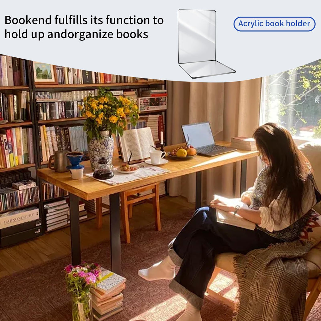 8 Stück Transparenten Acryl-Buchstütze, 32 Stück Anti-Rutsch-Pad-Buchstützen-Set, 3mm verdickt Stück Klarer Buchständer kann für Buchhalter, bücherstütze, Büro-Bücherregale, Bibliotheks-Buchständer