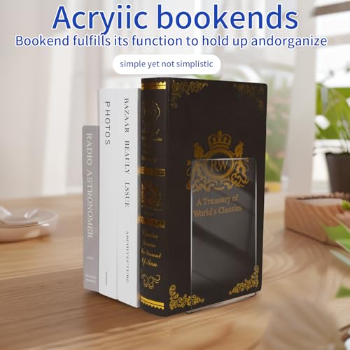 8 Stück Transparenten Acryl-Buchstütze, 32 Stück Anti-Rutsch-Pad-Buchstützen-Set, 3mm verdickt Stück Klarer Buchständer kann für Buchhalter, bücherstütze, Büro-Bücherregale, Bibliotheks-Buchständer