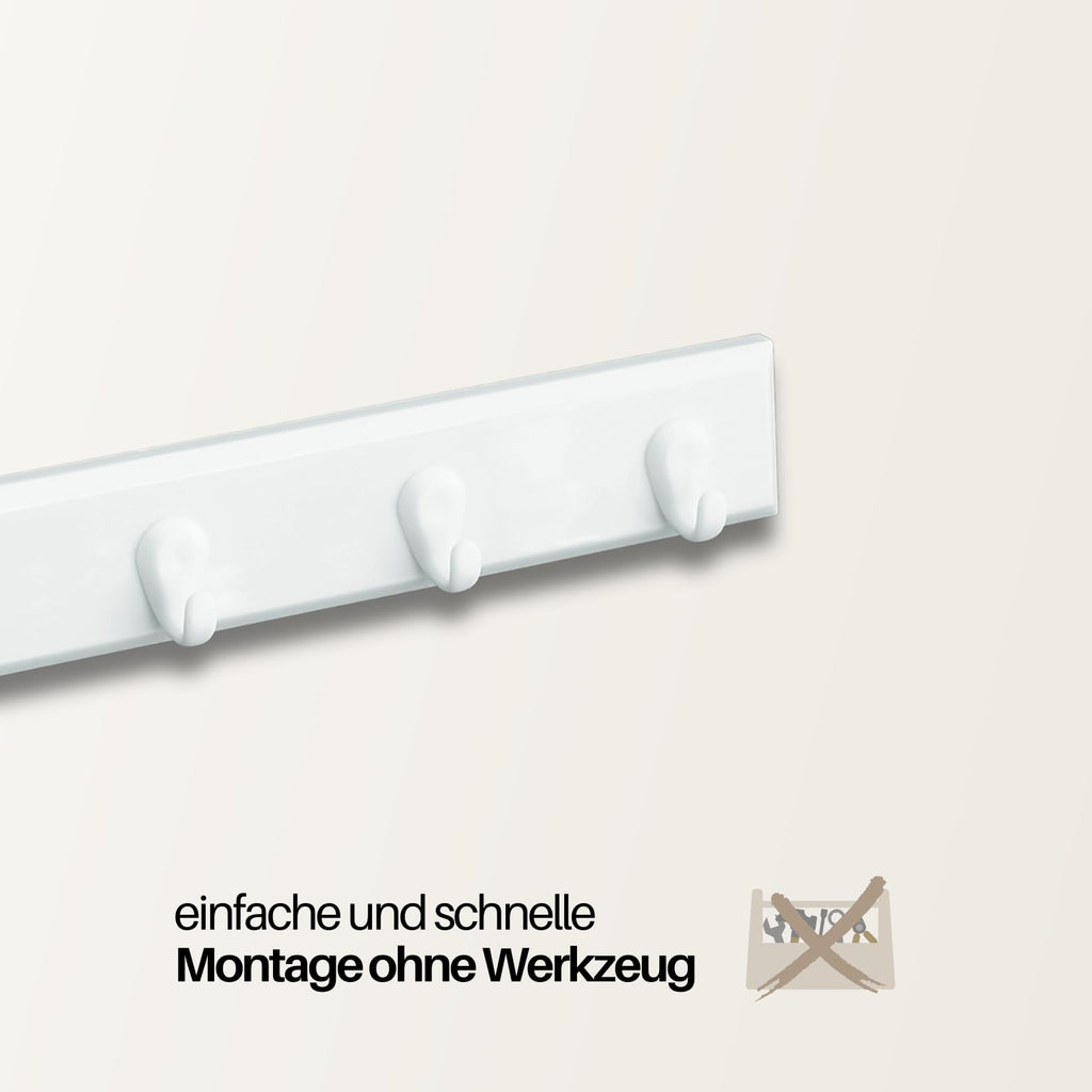 homeXpert Schlüsselleiste 5 Haken weiß 22cm – Hakenleiste Wand zum Kleben oder Schrauben – Schlüsselboard Garderobenleiste Schlüsselhaken Wandhaken Flur Küche
