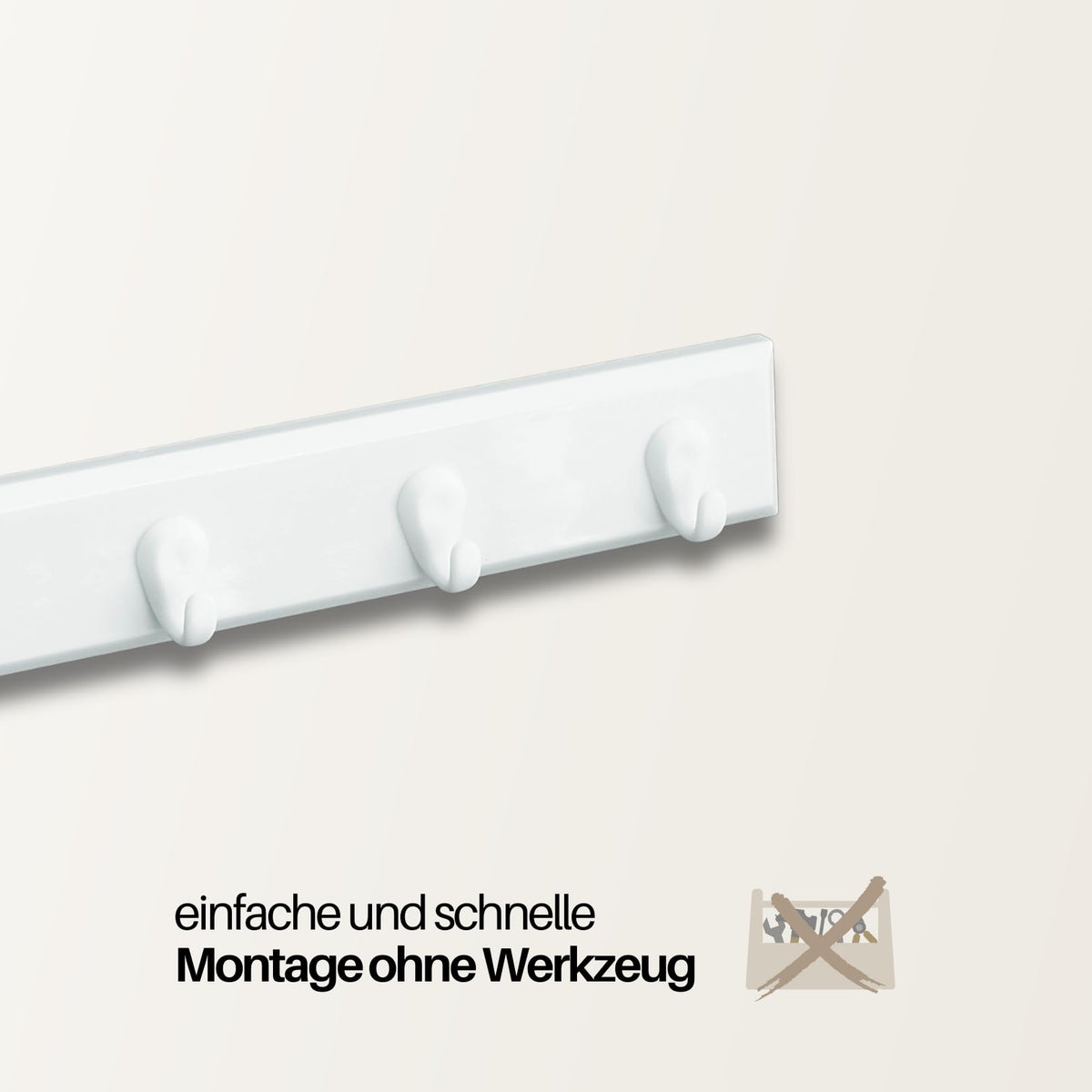 homeXpert Schlüsselleiste 5 Haken weiß 22cm – Hakenleiste Wand zum Kleben oder Schrauben – Schlüsselboard Garderobenleiste Schlüsselhaken Wandhaken Flur Küche