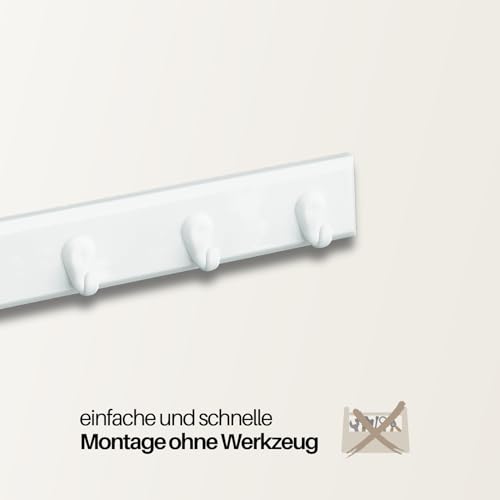 homeXpert Schlüsselleiste 5 Haken weiß 22cm – Hakenleiste Wand zum Kleben oder Schrauben – Schlüsselboard Garderobenleiste Schlüsselhaken Wandhaken Flur Küche