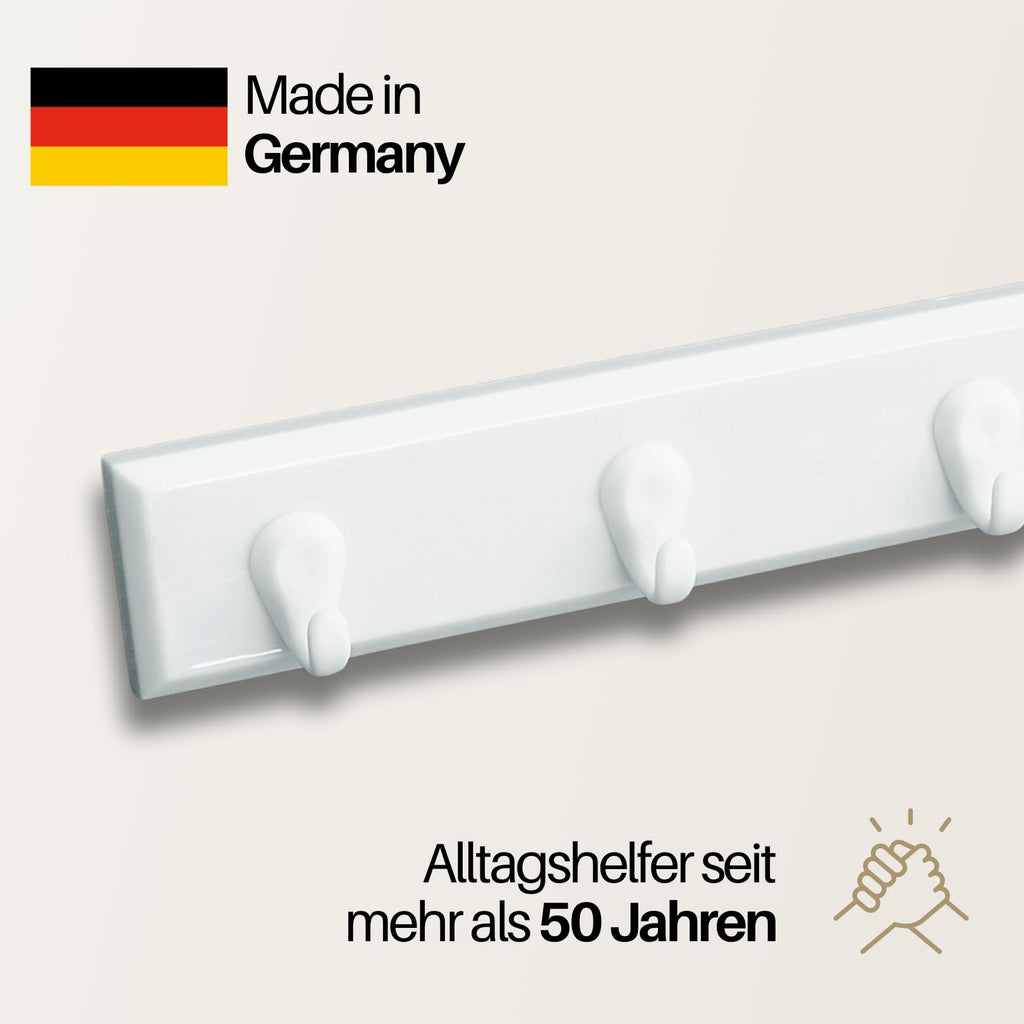 homeXpert Schlüsselleiste 5 Haken weiß 22cm – Hakenleiste Wand zum Kleben oder Schrauben – Schlüsselboard Garderobenleiste Schlüsselhaken Wandhaken Flur Küche