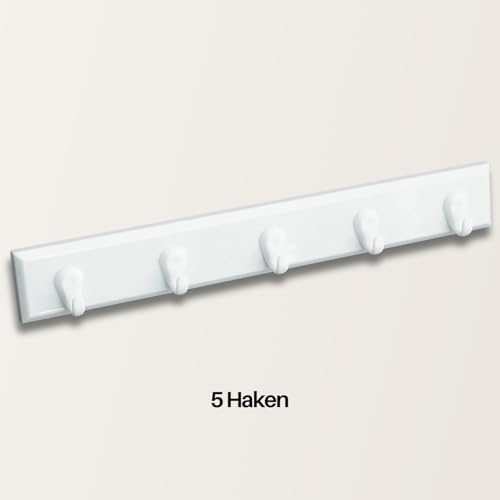 homeXpert Schlüsselleiste 5 Haken weiß 22cm – Hakenleiste Wand zum Kleben oder Schrauben – Schlüsselboard Garderobenleiste Schlüsselhaken Wandhaken Flur Küche