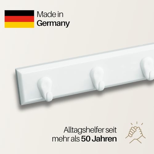 homeXpert Schlüsselleiste 5 Haken weiß 22cm – Hakenleiste Wand zum Kleben oder Schrauben – Schlüsselboard Garderobenleiste Schlüsselhaken Wandhaken Flur Küche
