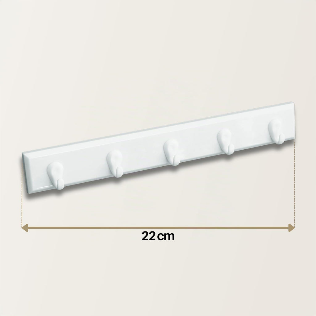 homeXpert Schlüsselleiste 5 Haken weiß 22cm – Hakenleiste Wand zum Kleben oder Schrauben – Schlüsselboard Garderobenleiste Schlüsselhaken Wandhaken Flur Küche