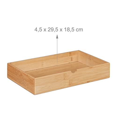 Relaxdays Schubladenbox, Bambus & MDF, Mini Kommode 2 Schubladen, HBT: 14x33x21 cm, Schreibtisch Organizer, weiß/natur