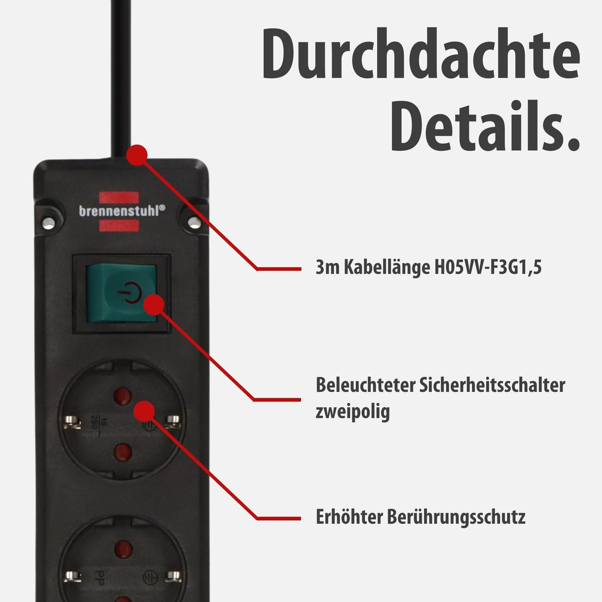 Brennenstuhl Bremounta Steckdosenleiste 6-Fach mit Schalter