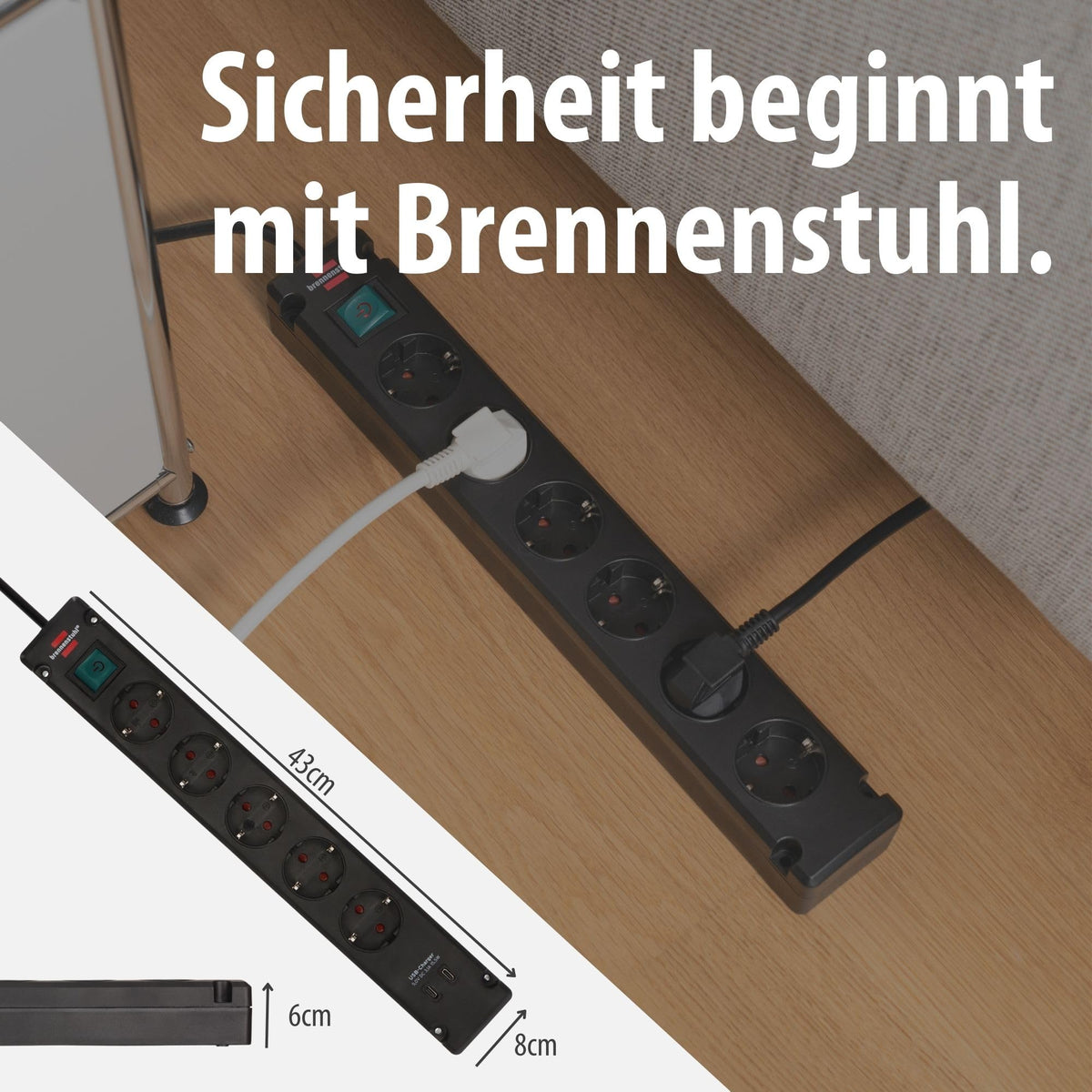 Brennenstuhl Bremounta Steckdosenleiste 6-Fach mit Schalter