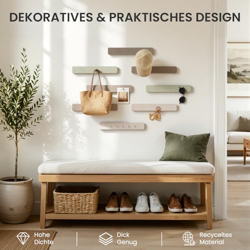 Filz Pinnwand Selbstklebend mit 40 Pinnnadeln, 8 Stück Pinnwand Bar Streifen Filzboard Memotafeln Fotos Filzplatte Bulletin Board Wanddekoration für Zuhause, Büro (Salbei-Mischung, 8 Pack)