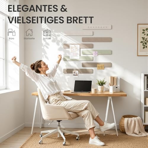 Filz Pinnwand Selbstklebend mit 40 Pinnnadeln, 8 Stück Pinnwand Bar Streifen Filzboard Memotafeln Fotos Filzplatte Bulletin Board Wanddekoration für Zuhause, Büro (Salbei-Mischung, 8 Pack)