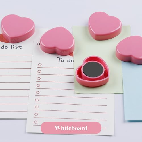 20 Stück Magnete für Magnettafel, Mini Magnete Klein Herz Starke Magnete für Whiteboard & Kühlschrank, Rosa Magneten Flach, Dekorative Kühlschrankmagnete, Tafelmagnete für Pinnwand Büro Basteln
