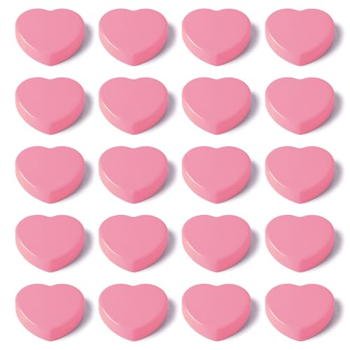 20 Stück Magnete für Magnettafel, Mini Magnete Klein Herz Starke Magnete für Whiteboard & Kühlschrank, Rosa Magneten Flach, Dekorative Kühlschrankmagnete, Tafelmagnete für Pinnwand Büro Basteln