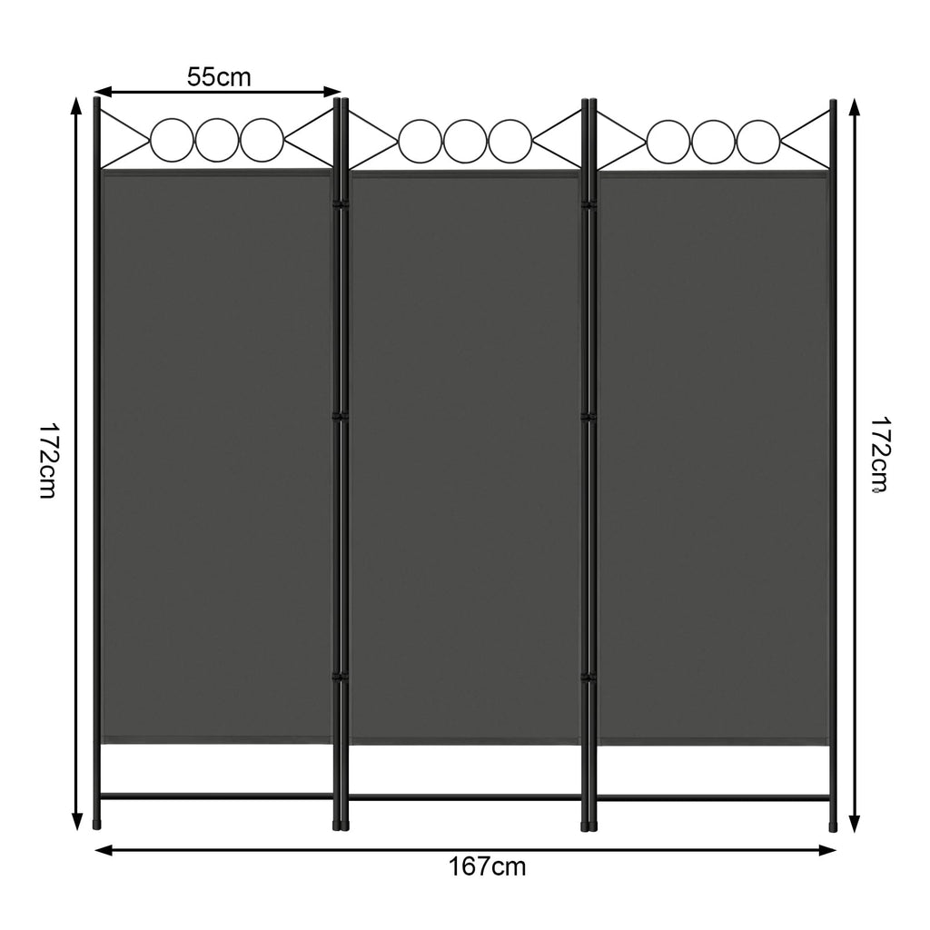 WOLTU Paravent Raumteiler 3 Teilig klappbar, Dunkelgrau 167 x 172 cm