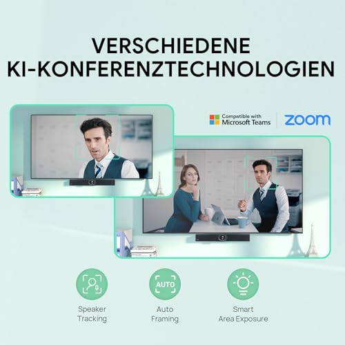 Yealink UVC40 E2 4K USB Video Conference Camera Teams Zoom Kompatibilität 120° Webcam Auto Framing Speaker Tracking mit 8 Mikrofonen All-in-one Audio- und Videokonferenzsystem für Konferenzräume