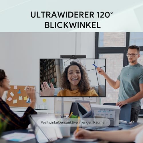 Yealink UVC40 E2 4K USB Video Conference Camera Teams Zoom Kompatibilität 120° Webcam Auto Framing Speaker Tracking mit 8 Mikrofonen All-in-one Audio- und Videokonferenzsystem für Konferenzräume