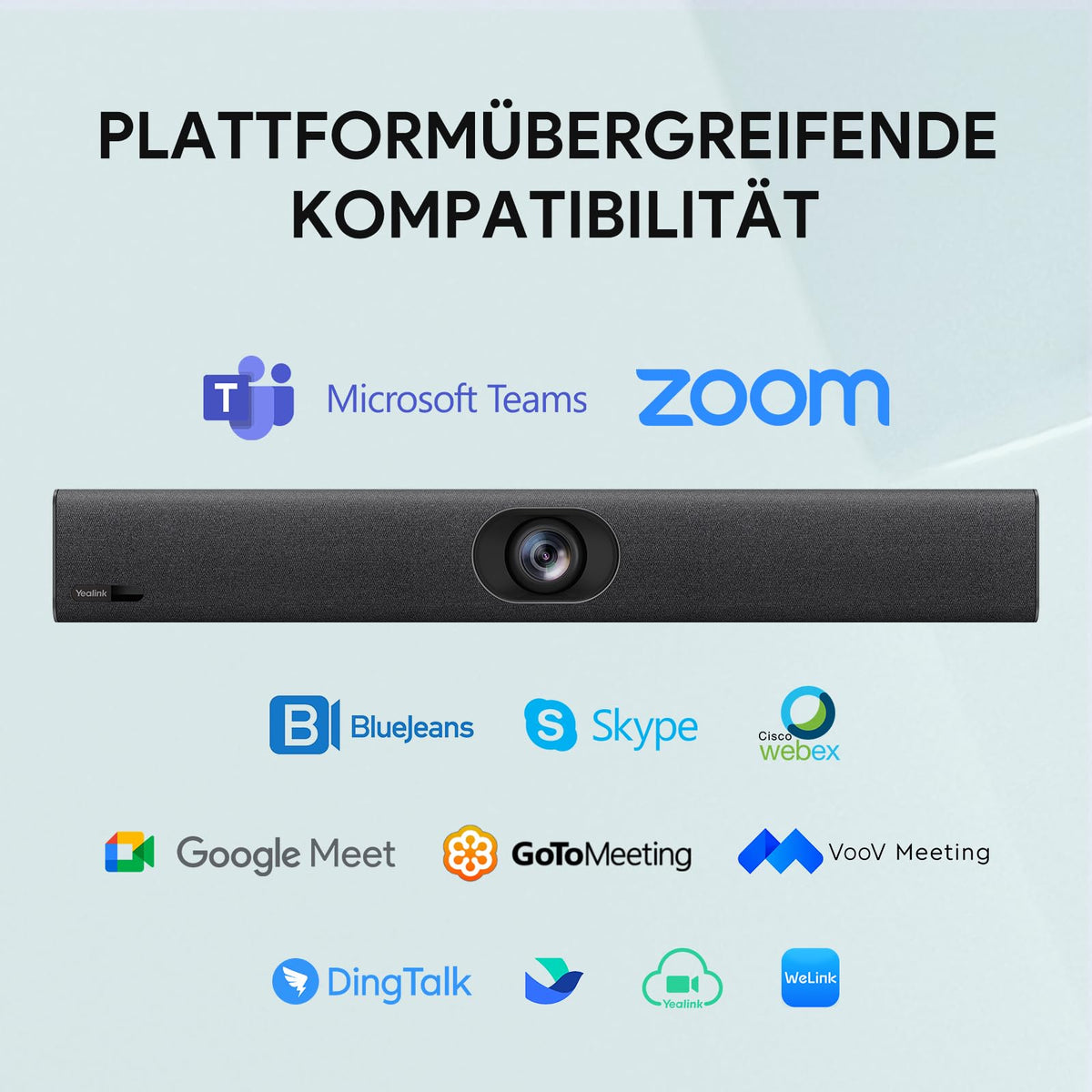 Yealink UVC40 E2 4K USB Video Conference Camera Teams Zoom Kompatibilität 120° Webcam Auto Framing Speaker Tracking mit 8 Mikrofonen All-in-one Audio- und Videokonferenzsystem für Konferenzräume