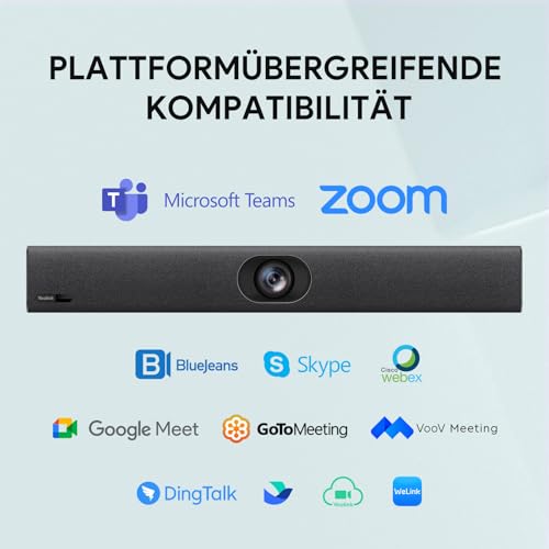 Yealink UVC40 E2 4K USB Video Conference Camera Teams Zoom Kompatibilität 120° Webcam Auto Framing Speaker Tracking mit 8 Mikrofonen All-in-one Audio- und Videokonferenzsystem für Konferenzräume