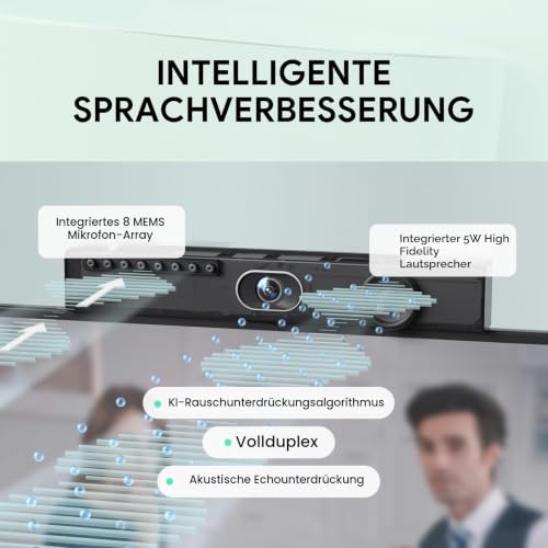 Yealink UVC40 E2 4K USB Video Conference Camera Teams Zoom Kompatibilität 120° Webcam Auto Framing Speaker Tracking mit 8 Mikrofonen All-in-one Audio- und Videokonferenzsystem für Konferenzräume