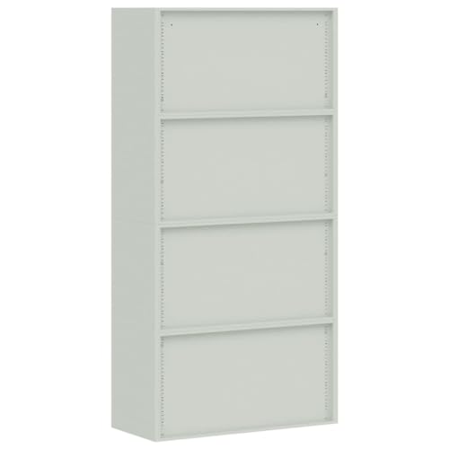 Aktenschrank Hellgrau aus pulverbeschichtetem Stahl 90x40x180 cm mit 4 Einlegeböden abschließbar Büroschrank für Archivierung und Ordnung im Büro, Homeoffice, Arbeitszimmer